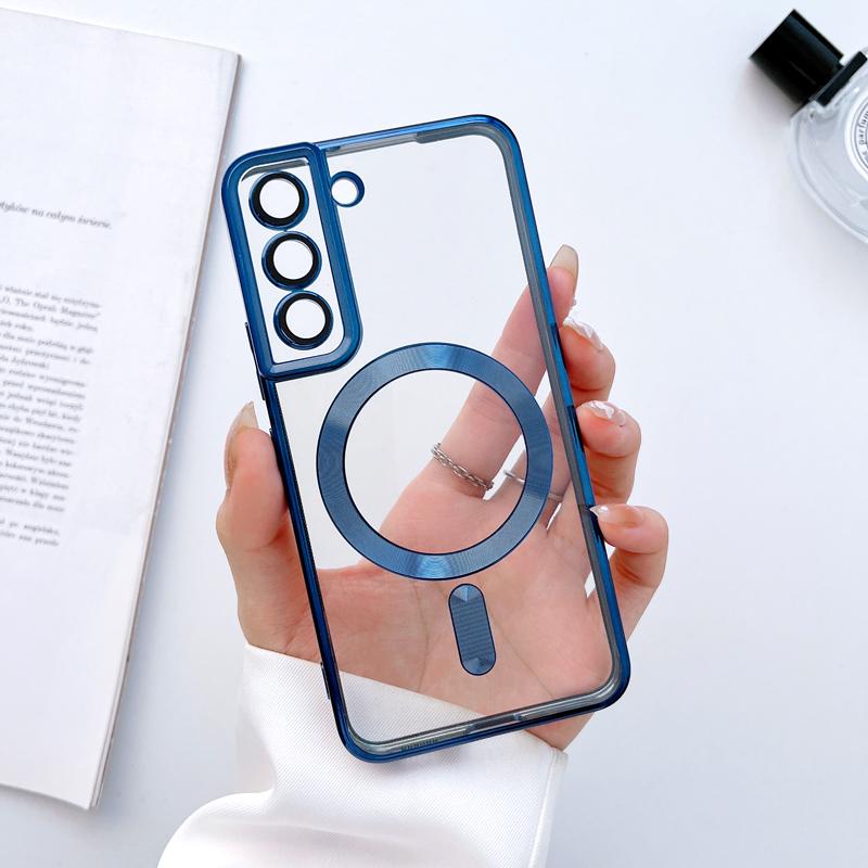Для Magsafe Беспроводной Зарядный Чехол Для Samsung Galaxy S22 S21 Ultra Plus S 21 22 5G 4G Мягкие Прозрачные Прозрачные Силиконовые Полные Чехлы
