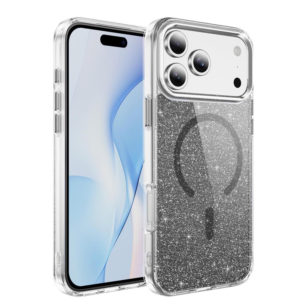 Магнитный защитный чехол с блестками для iPhone 17 Pro Max с кнопками из алюминиевого сплава