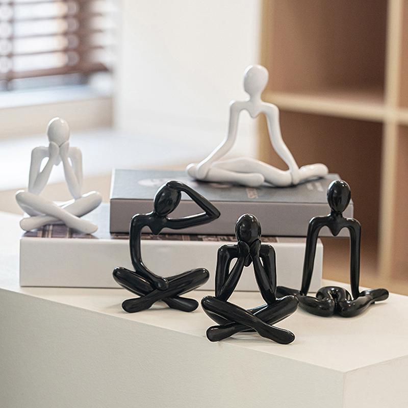 Статуэтка мыслителя, абстрактная статуэтка йоги, пластиковая ручная работа, скульптура, домашний декор, украшения для офиса и рабочего стола