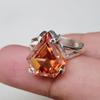 Prong Set Diamond Shape Peach Morganite Quartz 925 Sterling Silver Ring Ring Jewelry