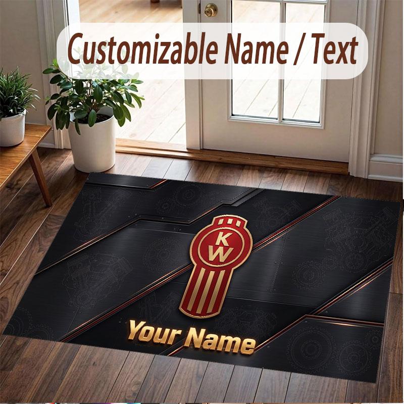 Custom Rug Kenworth Pattern Print Name Text Soft Non‑Slip Floor Carpet for Home Indoor Decoration