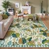 Green Living Room Carpet Plant Flower Carpets Machine Washable Non-slip Rug Home Decoration Rugs for Bedroom Bedside Floor Mat
