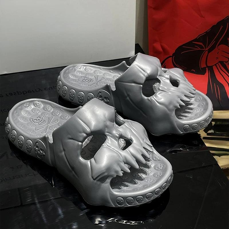 Смешные тапочки с черепами 2024 Новые поступления Пары Повседневные туфли на плоской подошве Шлепанцы Женские домашние модные шлепанцы Комфортная летняя пляжная обувь для женщин