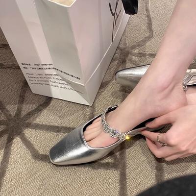 Виноградная мать studiolee 4 см внутренняя высота увеличивается французская квадратная голова слово со светлым ртом универсальные Muller полутапочки женские