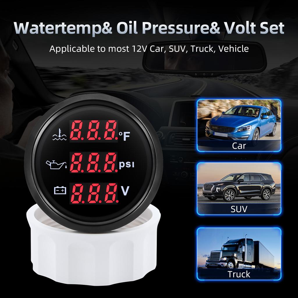 Многофункциональный цифровой датчик набор 104~248 ℉ температура воды + давление масла + напряжение 3 в 1 для автомобиля грузовика автофургона яхты лодки мотоцикла