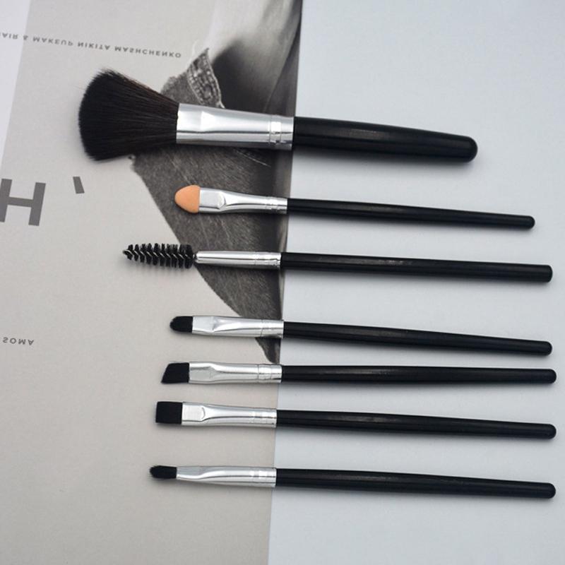 Набор кистей для макияжа из 7 предметов, пластиковая ручка, кисть для бровей, косметическая основа, кисти для теней