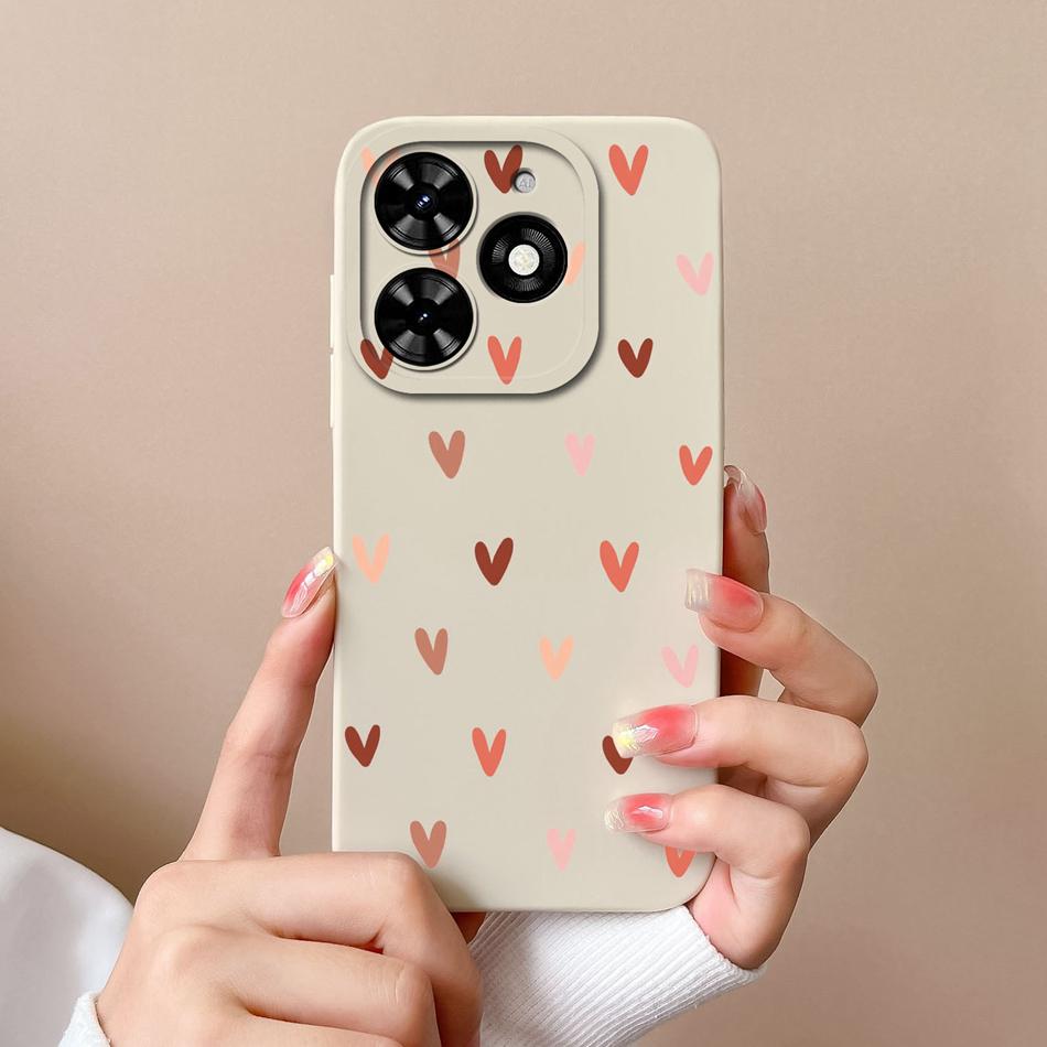 Чехол для Tecno Spark Go 2024 Простой Сердечко Мягкий Жидкий Силикон Защита Камеры Задняя Крышка Для Tecno SparkGo Funda Чехол для Телефона
