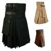 3 Colors Scottish Holiday Dress Men's Cotton Loose Plaid Pleated Kilts Skirt Leather Belts Vintage Festival Wear S-3XL