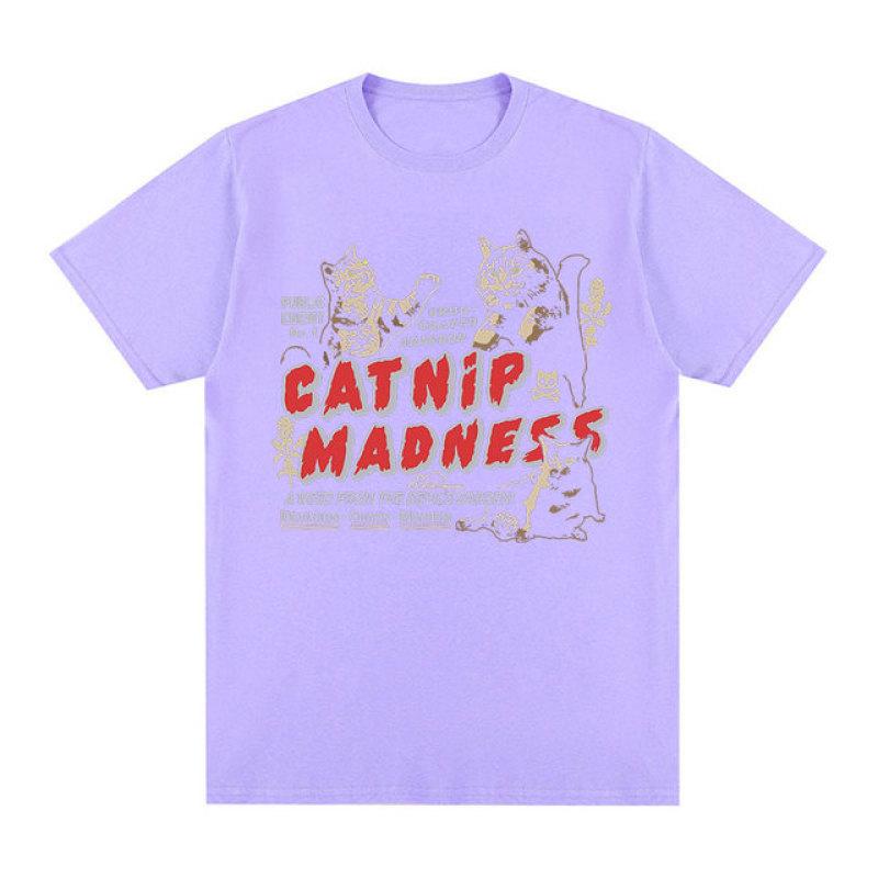 Футболка с милым животным Catnip Madness, креативный дизайн, футболки с короткими рукавами с забавным котом, мужские и женские модные хлопковые футболки большого размера