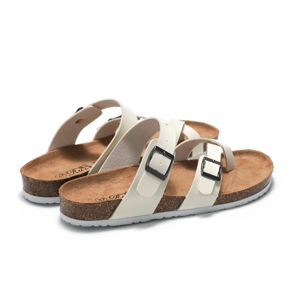 Мужские сандалии из пробки с перекрестными ремешками, плоские, удобные, легкие, пляжные, летние, на платформе [KOSIKINI] Женские, Сандалии, Сандалии, Сандалии, (Белый,