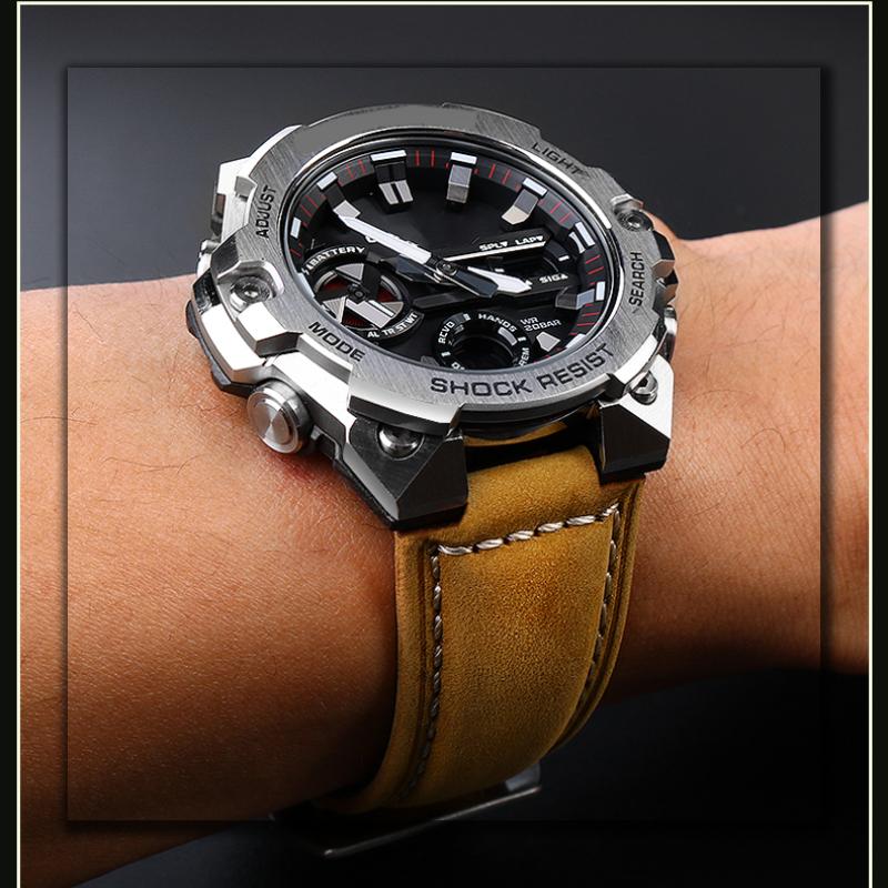 Для CASIO G-Shock GST-B400/ GST-B200 Ремешок для часов кожаный ремешок для часов ремешок для часов из коровьей кожи аксессуары 24*14мм Выпуклый 24*16 Выпуклый