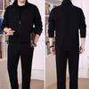 2 шт./компл. мужской спортивный костюм с лацканами, длинным рукавом, застежкой-молнией, пальто с эластичной талией