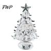 Handcrafted Glass Keepsake Hand Blown Christmas Tree Figurine, Faux Crystal Holiday Tabletop Ornament, Transparent Colored Glaze Craft Miniature