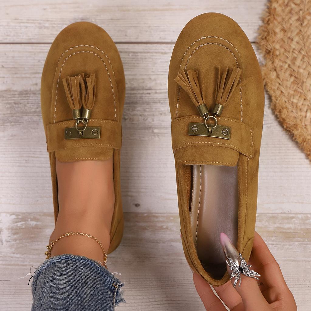 Модные женские балетки, уличные, с кисточками, плоские кроссовки, женские удобные лоферы для отпуска, с круглым носком, обувь для ходьбы, женские zapatos de mujer