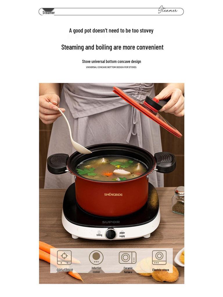 3,5 л Утолщенная пароварка микродавления и кастрюля для каши для газовых и индукционных плит