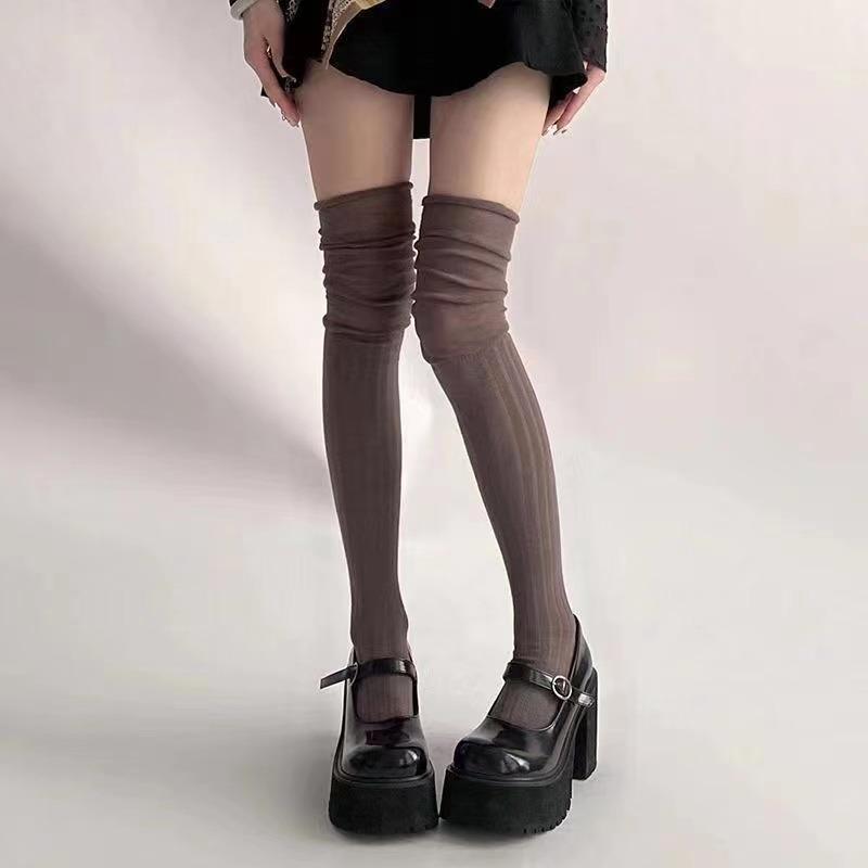 Women's Knee-length Socks Ladies Thigh-length SocksWarm Knitted Boot Socks Leg Warmers Japan JK Cotton Thigh High Bottoms