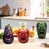 Yousheng Screaming Vegetables Figurine Resin Emotional Veggies Ornament Evil Screaming Carrot Tomato Pepper Statue for Kitchen Dining Table Decor