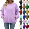 Women's Casual Fashion Long Sleeve Solid Color Round Neck Sweatshirt Top With Pocket