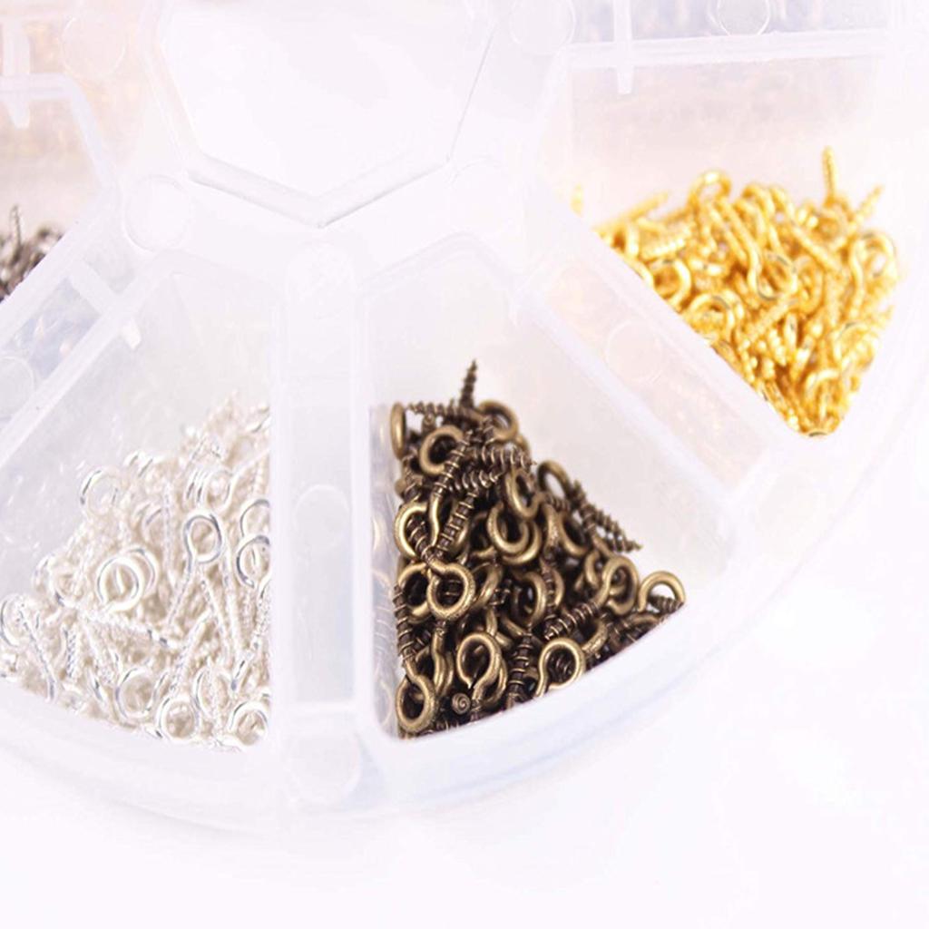 800 Pieces Small Screw Eye Pins Hooks Eyelets Pegs Jewelry Findings 4x8mm