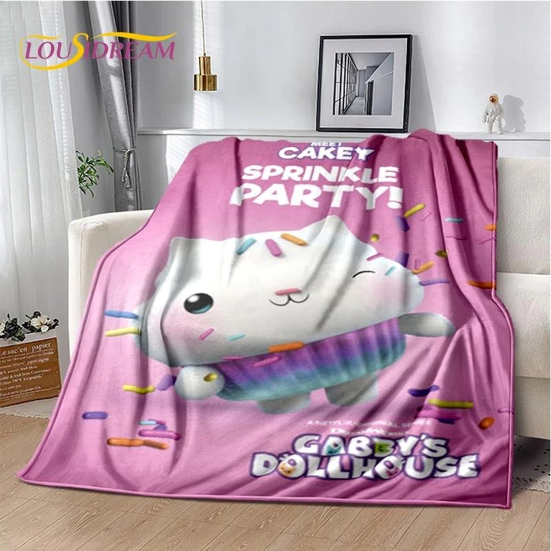 Мультяшный милый кукольный домик Gabbys для девочек, мягкое фланелевое одеяло для кровати, спальни, дивана, пикника, плед для детей, отдыха на свежем воздухе, подарок