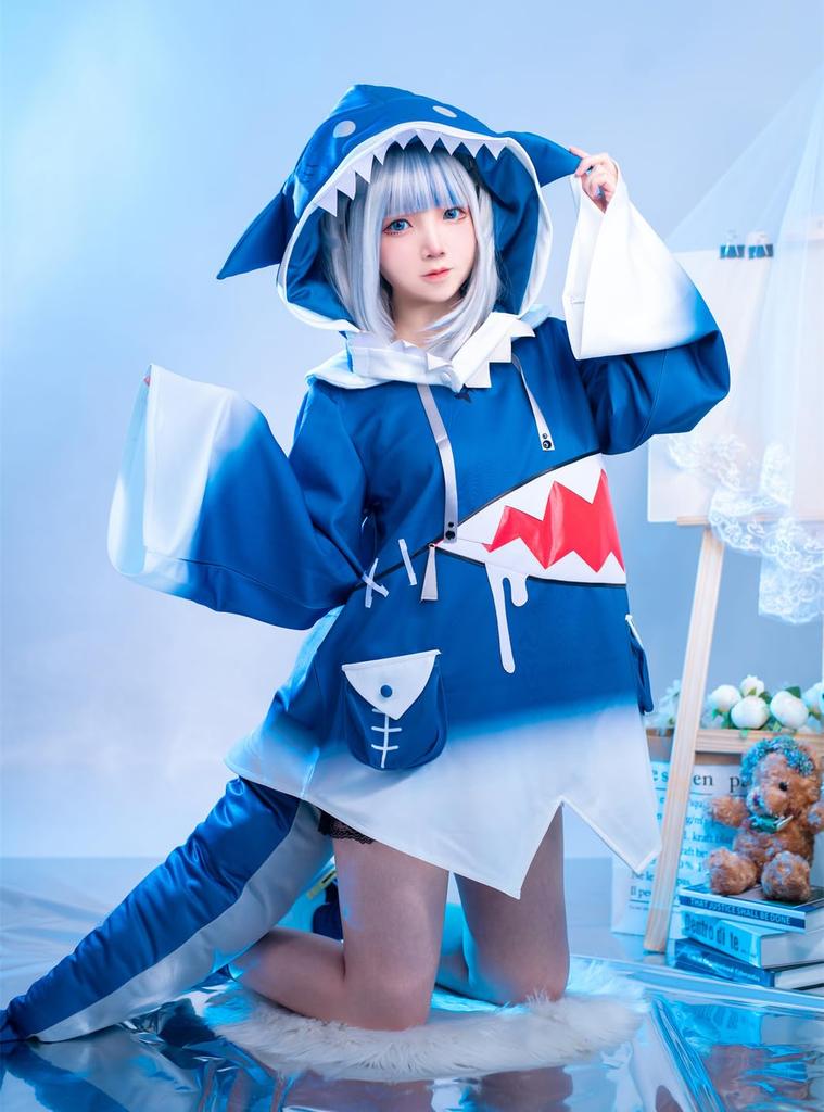 VTuber Cosplay Gawr Gura Cosplay Costume VTuber Cosplay Shark Cosplay Costume Gawr Gura Virtual YouTuber VTuber Cosplay Flat Shark Hololive [NOKIJP]