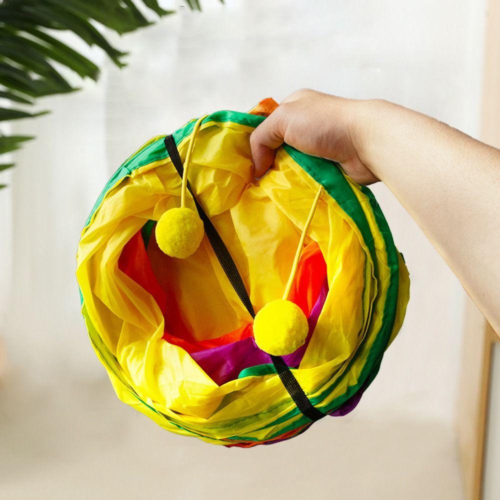 Polyester+Steel Wire Cat Tunnel Tube Foldable Cat Maze Tunnel Portable Pet Fun Play Toy Puppy