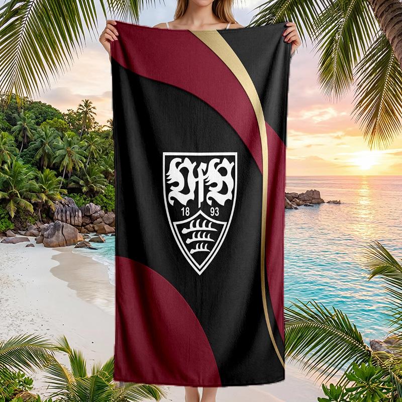 VfB Stuttgart Football Beach Towel Soft Microfiber Summer Towel Quick Dry Absorbent Towel for Beach Swimming Pool Travel