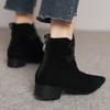 Elegant Women Ankle Boots New Heeled Shoes Suede Pointed Toe Boots 2025 Winter Trend Chunky Pumps Woman Botas Zapatos