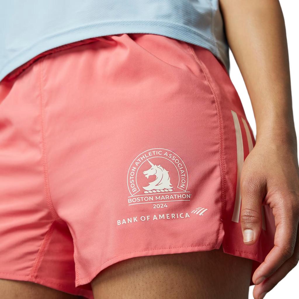 Adidas Boston Marathon® 2024 Own The Run Base Shorts Striped Print Loose Fit Casual Shorts Women Shorts Deep-Red IW0122