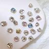 10Pcs Sparkling 3D Nail Rhinestones Thoughtful Gifts Crooked Heart Square Faux Pearl Manicure Rhinestones for Unique Nail Styles