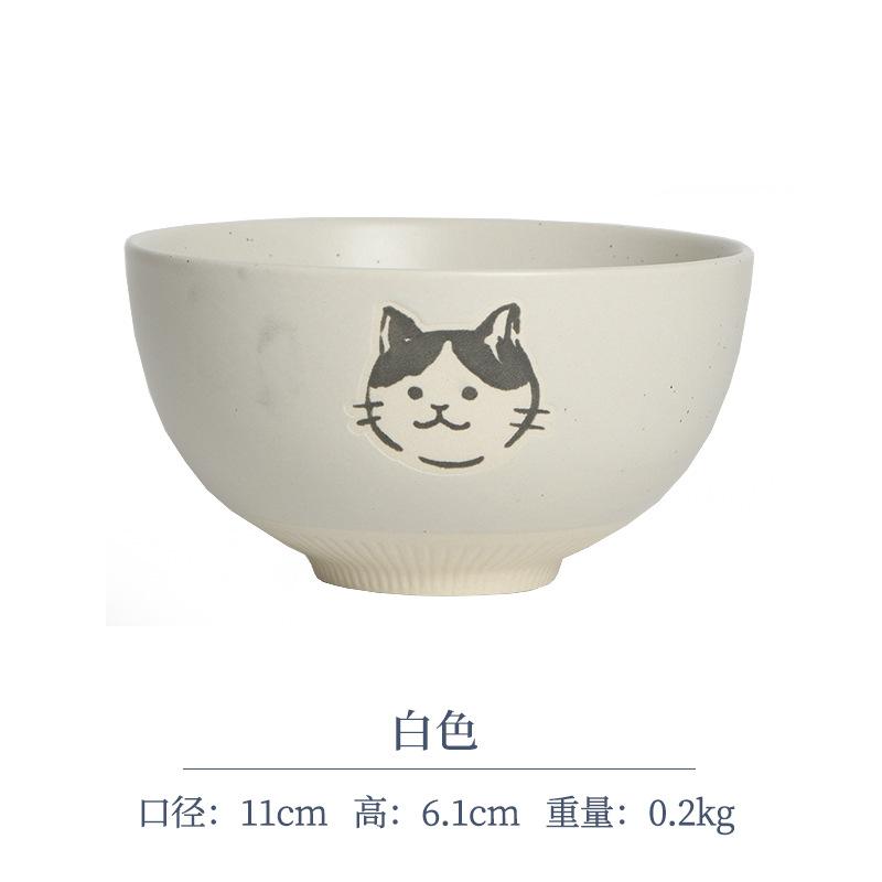 Японская расписанная вручную керамическая миска с изображением кошачьей мордочки, 4,5 дюйма, подглазурная цветная миска для риса с милым котом, миска для супа, кухонные принадлежности
