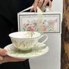 Керамический набор из чашки и блюдца с ложкой в садовом стиле с цветами и бабочками, в подарочной упаковке, 230 мл для послеобеденного чая