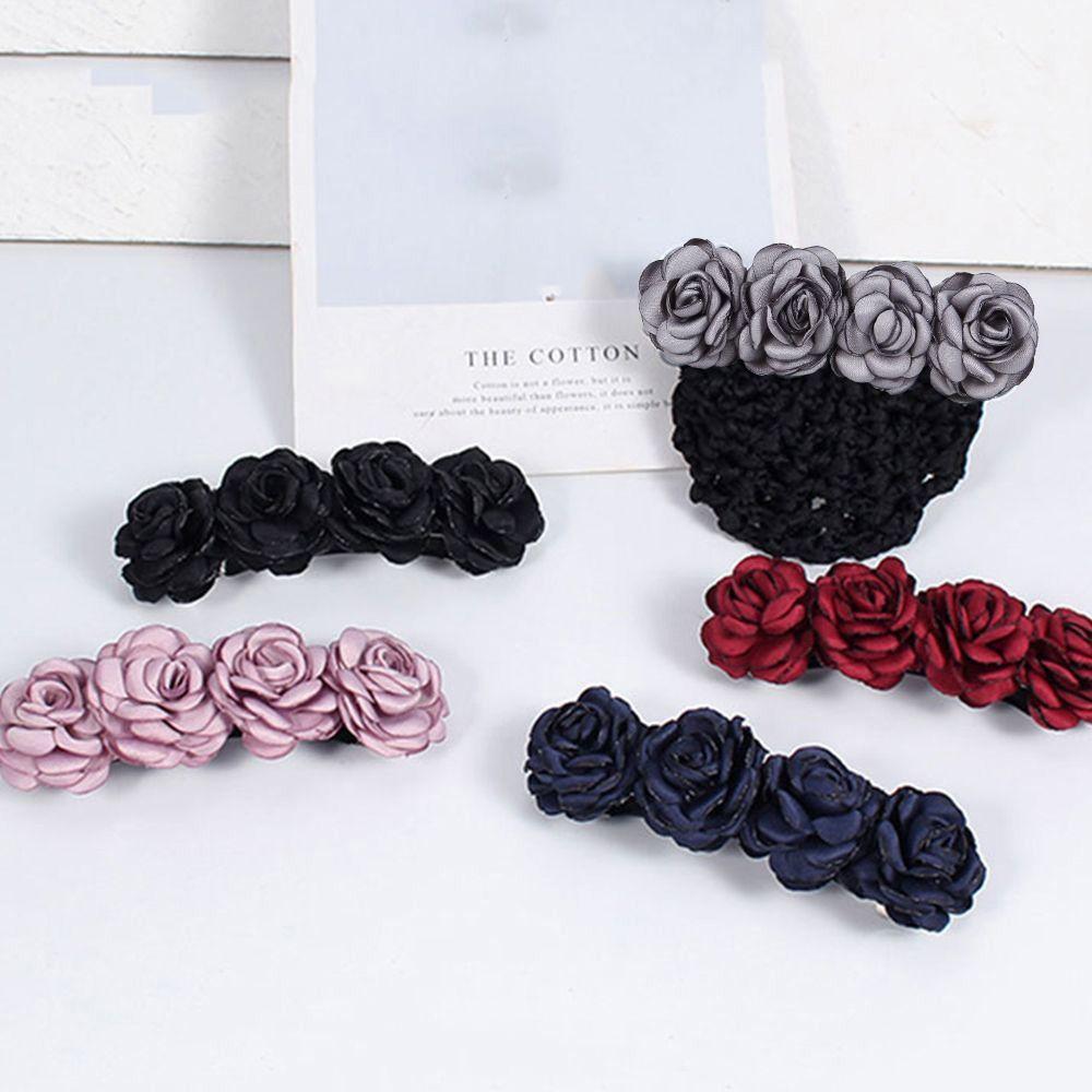 Gift For Mom Mesh Flower Women Hairpin Flower Bun Net Snood Rose Spring Clip Korean Style Headdress
