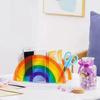 Acrylic Rainbow Pen Holder with 5 Grids Stationery Organizer Stand  Desktop