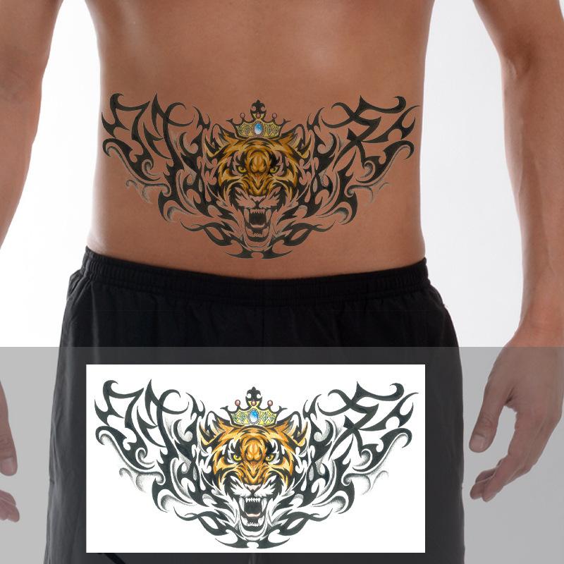 Тату-наклейка на грудь с трехсторонним Буддой и цветком дракона через плечо, новая полудоспешная буквенная тату-наклейка против пота