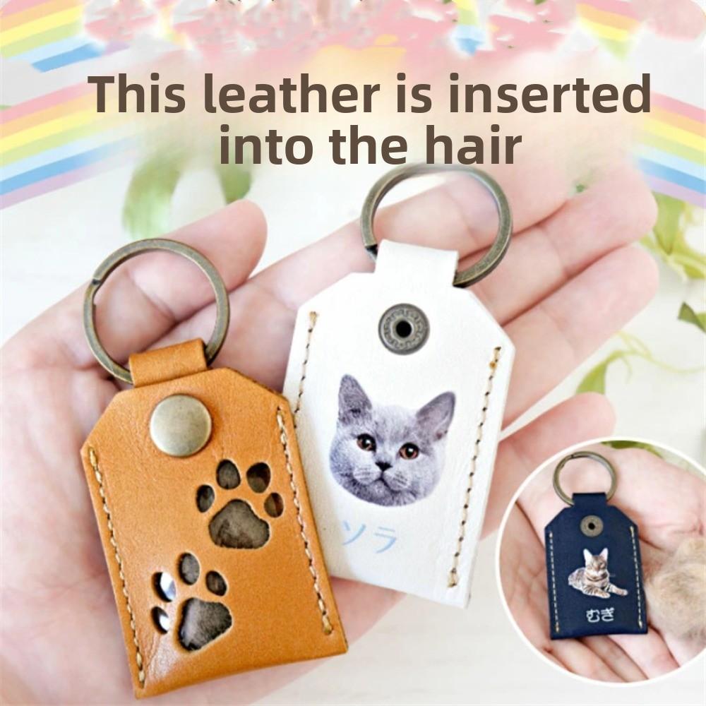 Puppy Pet Hair Keychain Keyring Dogs Paw Pendant Cute Pet Hair Storage Bag Unisex