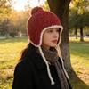 Korea autumn and winter cute versatile knitted hat headband hat women's ear protection warm windproof lace-up pullover wool hat