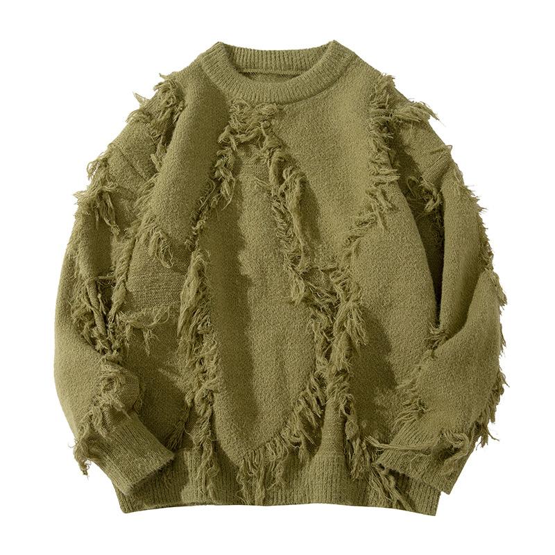 Свитер с круглым вырезом Мужской Осенне-зимний Пуловер Нитки Модный Бренд Свободный Базовый Вязаный Свитер Топ