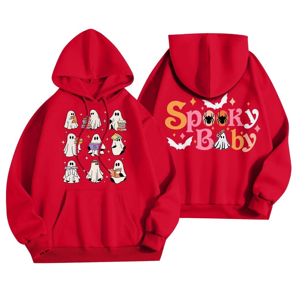 Женская мода, легкий женский свитер с длинными рукавами и карманами, толстовка с капюшоном на Хэллоуин