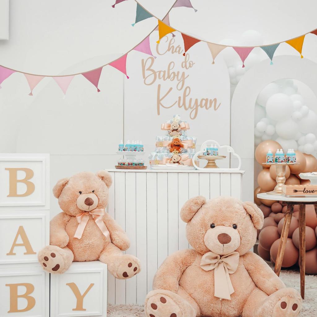 Fabric Bunting Banner, 2 Pack Handmade Neutral String Banner with Tassel Each 8.5 ft 10 Flags Nursery Wall Hanging Wedding Birthday Home Baby Shower