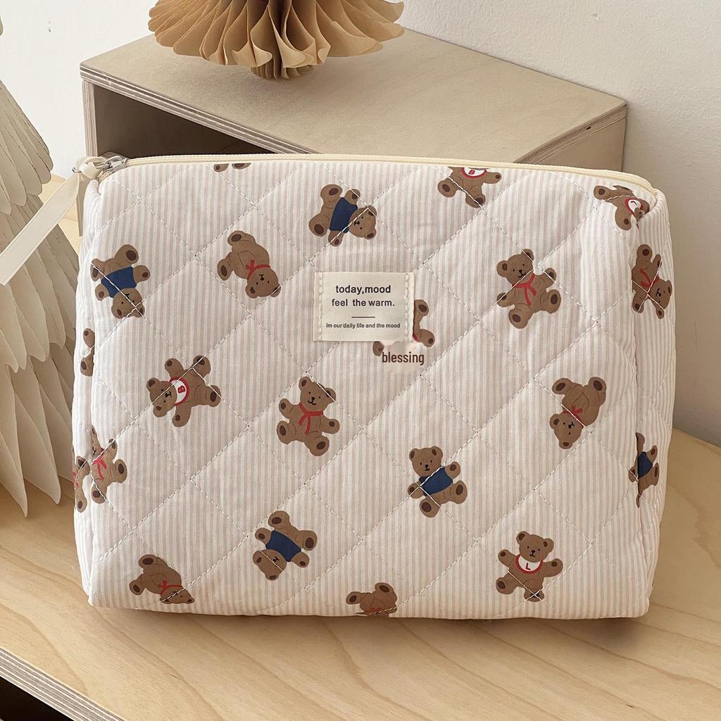 Striped Bear Cartoon Travel Cosmetic & Toiletry Bag