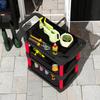 Plastic Tool Trolley with 3 Levels, Side Handles and Wheels, Black