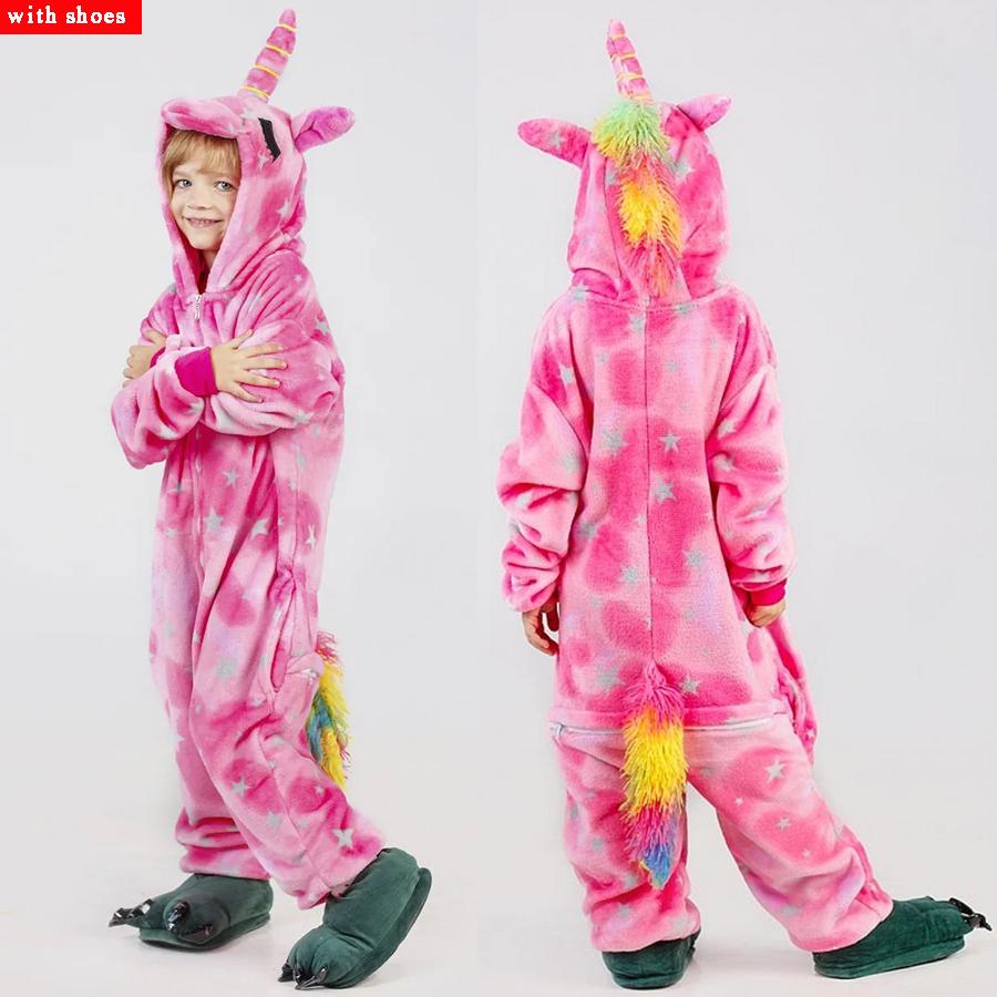 Комбинезон кигуруми, детские пижамы с единорогом для детей, детские пижамы с героями мультфильмов, детский костюм, зимний костюм для девочек, единорог, Jumspuit