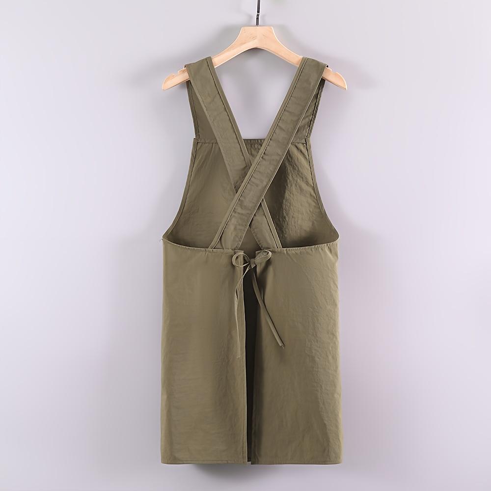 Durable Build, Stylish Black & Olive Green Cross-Strap Aprons - Adjustable, Polyester Kitchen Aprons with Pockets for Cooking, Baking, and Dining