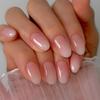24 Smooth Short Almond Shaped Fake Nails, Pink Gradual Change Nail, Gentle and Sweet Female Fake Nails - Daily Wear