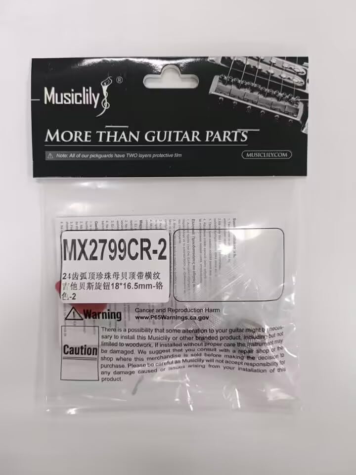 Musiclily Pro Inch-Tone Steel Dome Knobs, Mother of Pearl, Chrome, for USA Electric Guitars and Basses (Set of 2)