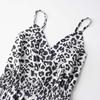 GMXIA Women's Fashion Summer Spring Leopard Print Sleeveless V-Neck High Waist Casual Dresses