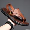 Мужские сандалии, летняя мужская новая повседневная пляжная обувь, кожаные дышащие тапочки, обувь на толстой подошве, обувь Tide Man
