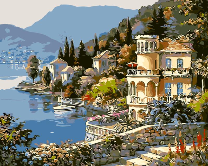 Приморский город Diy картина маслом по номерам наборы настенная художественная картина домашний декор акриловая краска на холсте