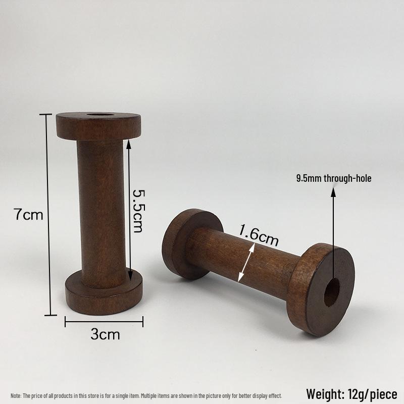 Ретро деревянная катушка: Ностальгический ручной органайзер для ниток для вышивки крестом и рукоделия.